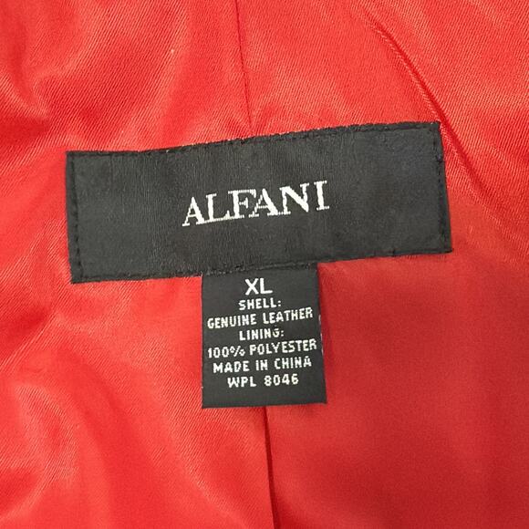 ALFANI Red Fine Genuine LEATHER JACKET SIZE XL WOMENS Zip Up Buckle Detail - Picture 4 of 7